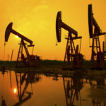 Oil pumpjacks in the sunset